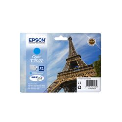 Epson Eiffel Tower T7022 Xl DURABrite Ultra Ink, High Yield Ink Cartridge, Cyan Single Pack, C13T70224010